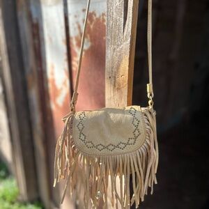 Lucky Brand Real Leather Fringe Satchel